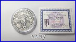 1 OZ ANTIQUE ROUND HOBO NICKEL (THE TRAINS) ANTIQUE SILVER PROOF WithCOA