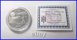 1 OZ ANTIQUE ROUND HOBO NICKEL (THE TRAINS) ANTIQUE SILVER PROOF WithCOA
