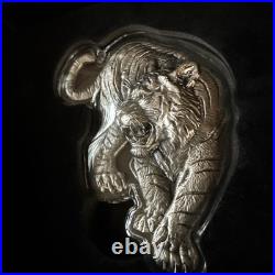 1 oz 2025 South Korean Tiger. 999! Silver Antiqued High Relief Tiger Shaped