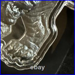 1 oz 2025 South Korean Tiger. 999! Silver Antiqued High Relief Tiger Shaped