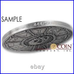 1 oz Silver AQUARIUS ZODIAC MEMENTO MORI Skull 2015 Round High Relief Rimless
