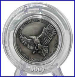 1 oz Silver Coin 2023 Sioux Nation America Bald Eagle Ultra High Relief Antiqued