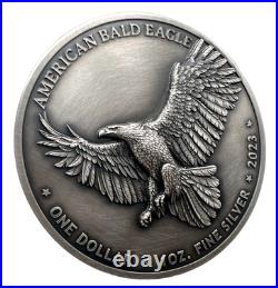1 oz Silver Coin 2023 Sioux Nation America Bald Eagle Ultra High Relief Antiqued