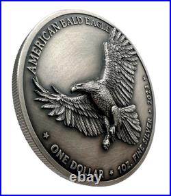 1 oz Silver Coin 2023 Sioux Nation America Bald Eagle Ultra High Relief Antiqued