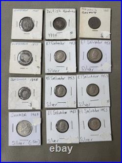 12 Antique Central America and European 50% 90% Silver Coins 1868 1968