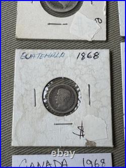 12 Antique Central America and European 50% 90% Silver Coins 1868 1968