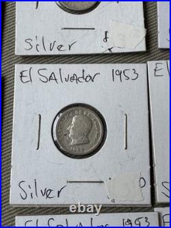 12 Antique Central America and European 50% 90% Silver Coins 1868 1968
