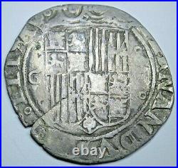 1400s-1500s Ferdinand and Isabella Spanish Silver 2 Reales Antique Columbus Coin