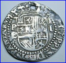 1500's Bolivia Silver 1 Reales Philip II Antique XF-AU Details Colonial Cob Coin