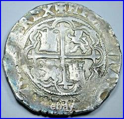 1500's Spanish Mexico Silver 4 Reales Antique Philip II Colonial Pirate Cob Coin