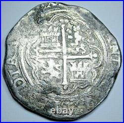 1500's Spanish Mexico Silver 4 Reales Philip II Antique Colonial Pirate Cob Coin