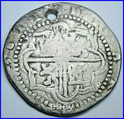 1500's Spanish Silver 2 Reales Genuine Antique Colonial Two Bits Pirate Cob Coin