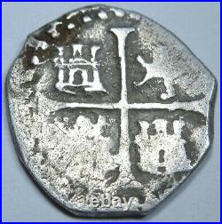 1500s Spanish Silver 1/2 Reales Piece of 8 Real Antique Pirate Treasure Cob Coin