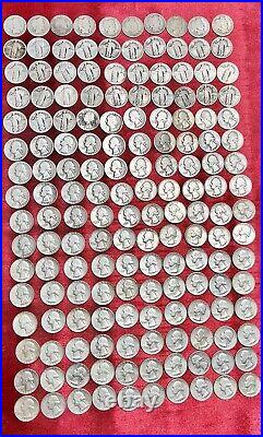 160 Antique & Vintage 90% Silver Quarters Barber, Standing Liberty & Washington