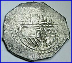 1600's Spanish Silver 2 Reales Cob Antique Colonial Two Bit Pirate Treasure Coin