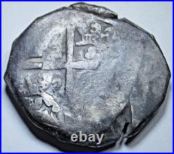 1600's Spanish Silver 8 Reales Genuine Antique Colonial Dollar Pirate Cob Coin