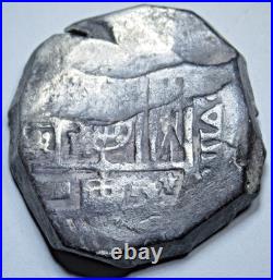 1600's Spanish Silver 8 Reales Genuine Antique Colonial Dollar Pirate Cob Coin