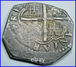 1600s VF-XF Spanish Silver 4 Reales Antique Colonial Half Dollar Pirate Cob Coin