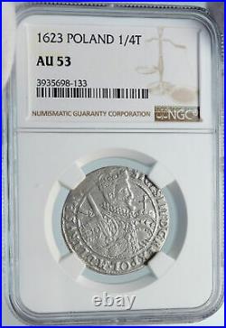 1623 POLAND DANZIG King Sigismund III ANTIQUE Silver 1/4 Taler Coin NGC i85374