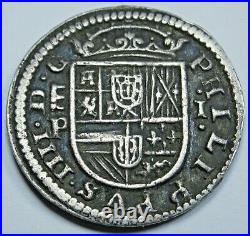 1627 XF Spanish Silver 1 Reales Genuine Antique 1600s Colonial Cross Pirate Coin