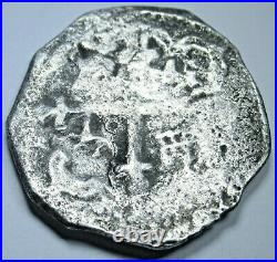 1634-1665 Mexico Silver 2 Reales Genuine Antique 1600's Spanish Pirate Cob Coin