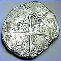 1644 Spanish Bolivia Silver 8 Reales Antique 1600's Old Colonial Dollar Cob Coin