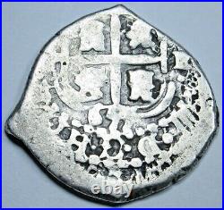 1655 Spanish Bolivia Silver 1 Reales Antique 1600's Old Colonial Pirate Cob Coin