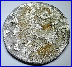 1700s-1800s Chopmarks Spanish Mexico 8 Reales Antique Silver Pirate Dollar Coin