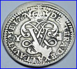 1707 Spanish Silver 1 Reales Genuine Antique 1700s Colonial Pirate Treasure Coin