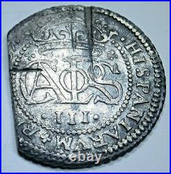 1707 Spanish Silver 2 Reales Antique 1700s Colonial Two Bit Pirate Treasure Coin
