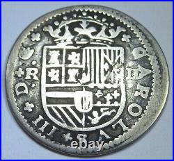 1708 Spanish Silver 2 Reales Genuine Antique 1700s Two Bits Pirate Treasure Coin