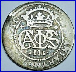 1711 Spanish Silver 2 Reales Genuine Antique 1700s Two Bits Pirate Treasure Coin