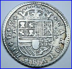 1712 Spanish Silver 2 Reales Antique 1700s Colonial Two Bit Pirate Treasure Coin