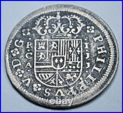 1718 Spanish Silver 1 Reales Antique 1700's Colonial Cross Pirate Treasure Coin
