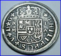 1721 Spanish Silver 1 Reales Antique 1700's Colonial Cross Pirate Treasure Coin