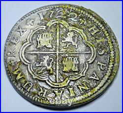 1722 Spanish Silver 2 Reales Genuine Antique 1700s Colonial Pirate Treasure Coin