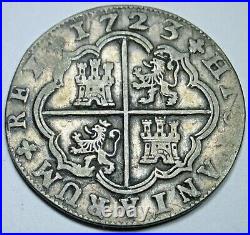 1723 Spanish Silver 2 Reales Antique 1700's Colonial Cross Pirate Treasure Coin