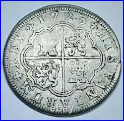 1723 VF Spanish Silver 2 Reales Genuine Antique 1700s Colonial Cross Pirate Coin