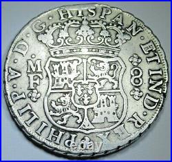 1738 Mexico Silver 8 Reales Antique 1700's Spanish Colonial Pillar Dollar Coin