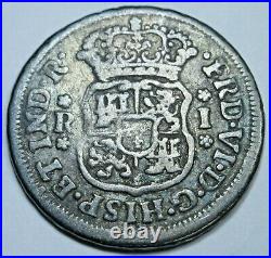 1755 Mexico Silver 1 Reales Genuine Antique 1700's Spanish Colonial Pirate Coin