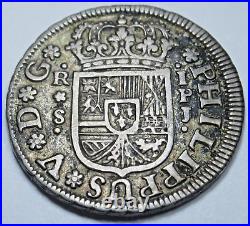 1756 Spanish Silver 1 Reales Antique 1700's Colonial Cross Pirate Treasure Coin