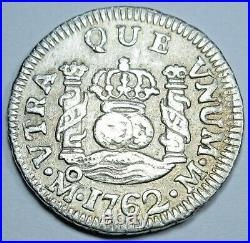 1762 Mexico Silver 1/2 Reales Antique 1700's Spanish Colonial Pirate Pillar Coin