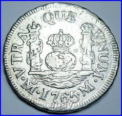 1765 VF-XF Mexico Silver 1 Reales Antique 1700's Spanish Colonial Pirate Coin
