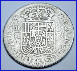 1769 Spanish Silver 1 Reales Antique 1700's Colonial Cross Pirate Treasure Coin