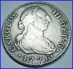1776 Spanish Silver 4 Reales Genuine Antique 1700's Old US Colonial Pirate Coin