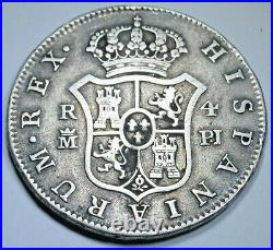 1776 Spanish Silver 4 Reales Genuine Antique 1700's Old US Colonial Pirate Coin