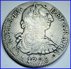 1790 Spanish Mexico Silver 8 Reales Antique Colonial 1700's Dollar Pirate Coin