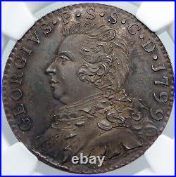 1799 GREAT BRITAIN UK King George III ANTIQUE Silver 1/2 Crown Coin NGC i88857
