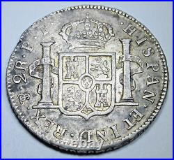 1801 XF Bolivia Silver 2 Reales Antique Spanish Colonial Pirate Treasure Coin