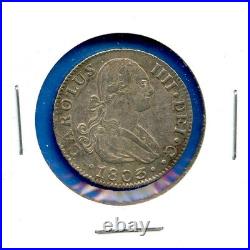 1803 Spanish 2 Reales Silver Coin #47 Antique Colonial Era King Carlos IV 2R